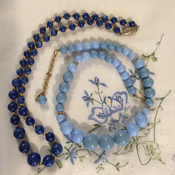Vintage Jewelry - Two vintage blue necklaces